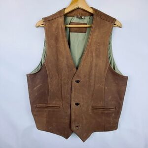 VTG Roundtree & Yorke Mens Sz L Genuine Leather Suede Vest Cowboy Rodeo Western